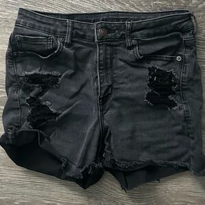 American Eagle Outfitters Black Ripped Jean Shorts